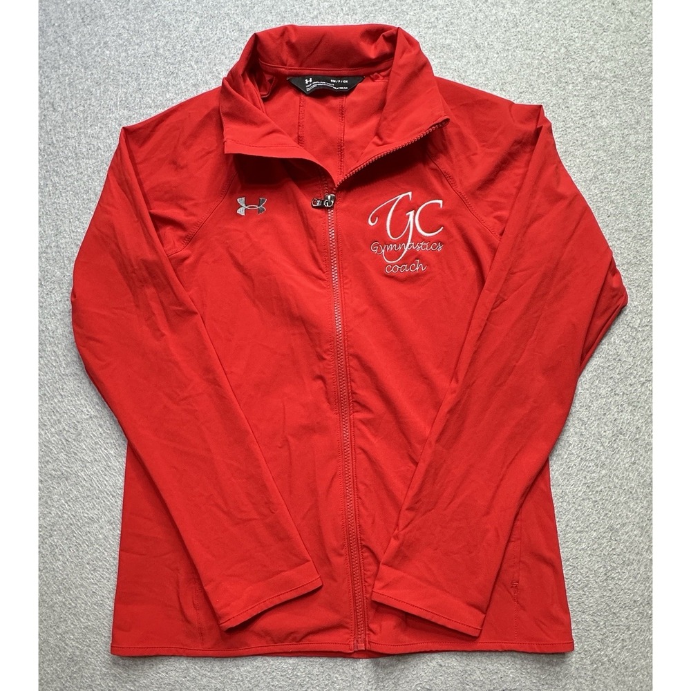 Under Armour Jacket Womens Small Red Full Zip Athletic Loose Outdoors Ladies